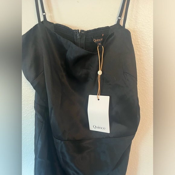 Quince 100% Washable Silk Square Neck Maxi Dress Size XS in Black - Picture 4 of 6